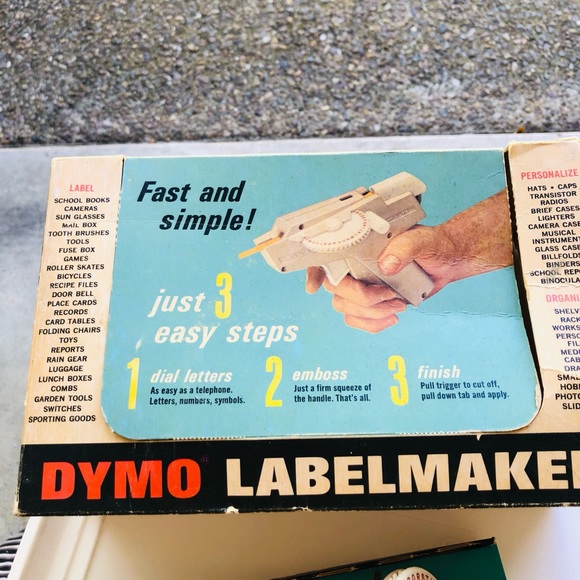 1964 DYMO LABEL MAKER IN ORIGINAL BOX INCLUDES 4 ROLLS OF LABEL TAPE - Picture 5 of 16